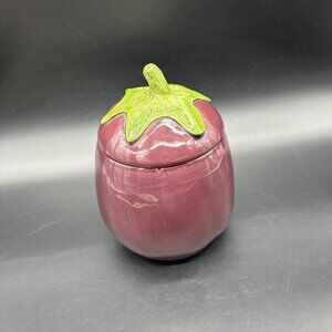 Vintage Canister Eggplant Ceramic Lid Vegetable 1990 Hearth and Home Designs H&H